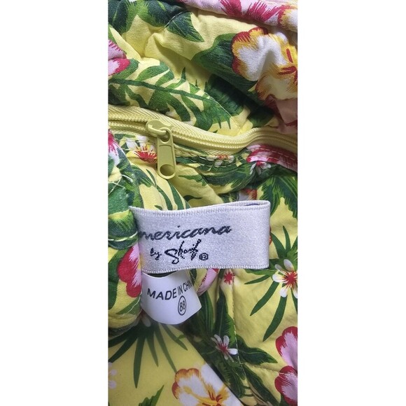 Americana By Sharif Tote Bag Quilted Yellow Pink Green Floral Shoulder Bag - Picture 14 of 16